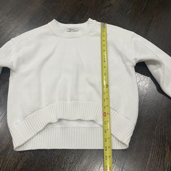 Quince Organic Cotton Crewneck High-Low Sweater Kids 12 White Classic Minimalist - Picture 6 of 7